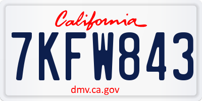 CA license plate 7KFW843