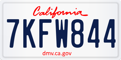 CA license plate 7KFW844