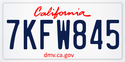 CA license plate 7KFW845