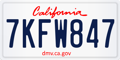 CA license plate 7KFW847