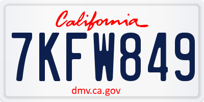 CA license plate 7KFW849