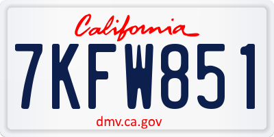 CA license plate 7KFW851