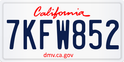 CA license plate 7KFW852