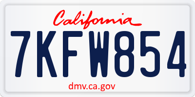 CA license plate 7KFW854