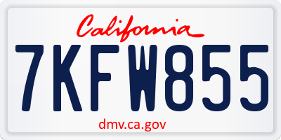 CA license plate 7KFW855