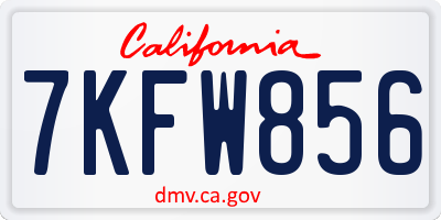 CA license plate 7KFW856