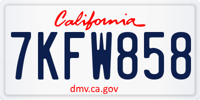 CA license plate 7KFW858
