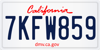 CA license plate 7KFW859