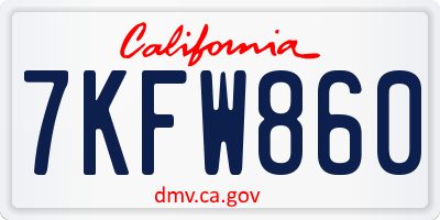 CA license plate 7KFW860