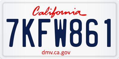 CA license plate 7KFW861