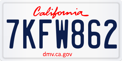 CA license plate 7KFW862