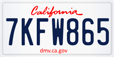 CA license plate 7KFW865