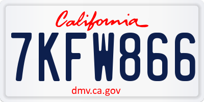 CA license plate 7KFW866