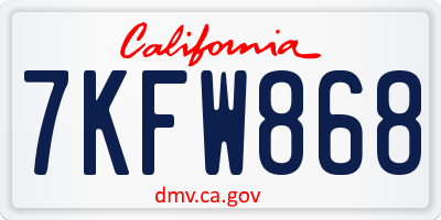 CA license plate 7KFW868