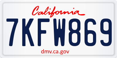 CA license plate 7KFW869