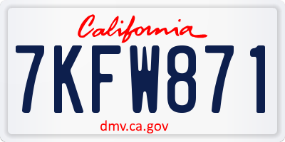 CA license plate 7KFW871