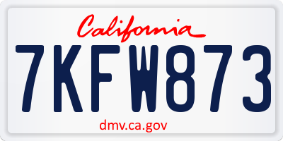 CA license plate 7KFW873