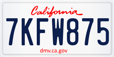 CA license plate 7KFW875