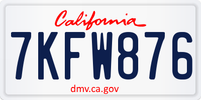 CA license plate 7KFW876