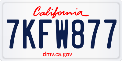 CA license plate 7KFW877