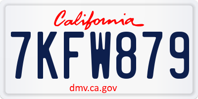 CA license plate 7KFW879