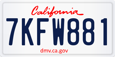 CA license plate 7KFW881