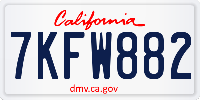 CA license plate 7KFW882