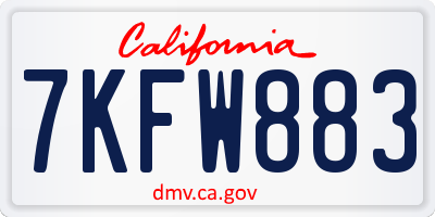 CA license plate 7KFW883