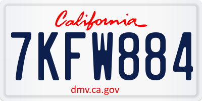 CA license plate 7KFW884