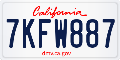 CA license plate 7KFW887