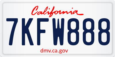 CA license plate 7KFW888