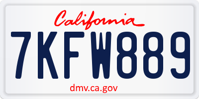 CA license plate 7KFW889