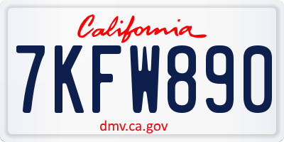 CA license plate 7KFW890