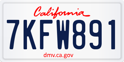 CA license plate 7KFW891