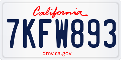 CA license plate 7KFW893