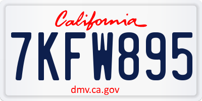 CA license plate 7KFW895
