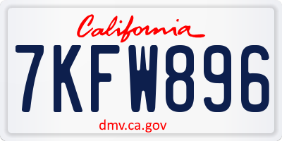 CA license plate 7KFW896