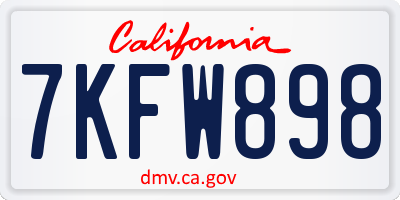 CA license plate 7KFW898