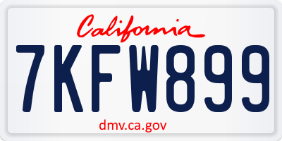 CA license plate 7KFW899