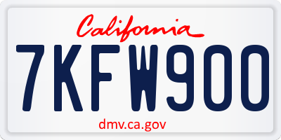 CA license plate 7KFW900