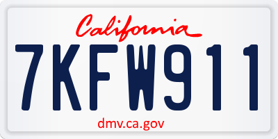 CA license plate 7KFW911