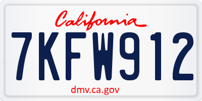 CA license plate 7KFW912