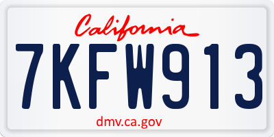 CA license plate 7KFW913