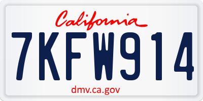 CA license plate 7KFW914