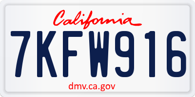 CA license plate 7KFW916