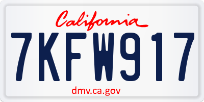 CA license plate 7KFW917