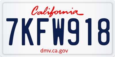 CA license plate 7KFW918