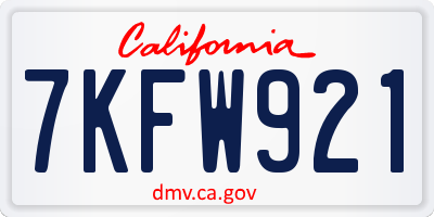 CA license plate 7KFW921