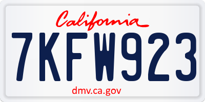 CA license plate 7KFW923