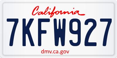 CA license plate 7KFW927